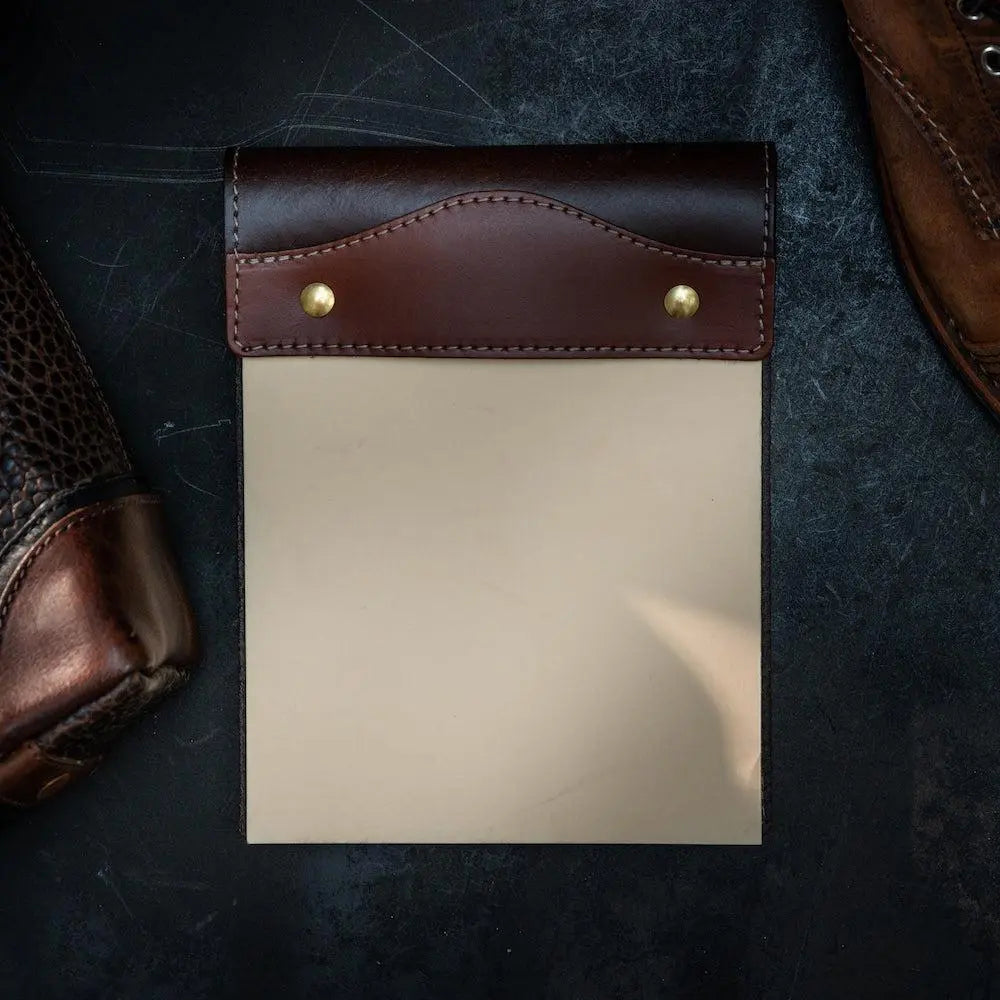 Campaign Leather Notepad by Mission Mercantile Leather Goods, handmade leather goods main product photo