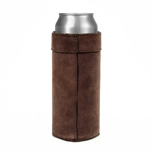 Campaign Leather Slim Can Koozie by Mission Mercantile Leather Goods, custom drinkware detail photo 4
