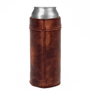 Campaign Leather Slim Can Koozie by Mission Mercantile Leather Goods, custom drinkware detail photo 7