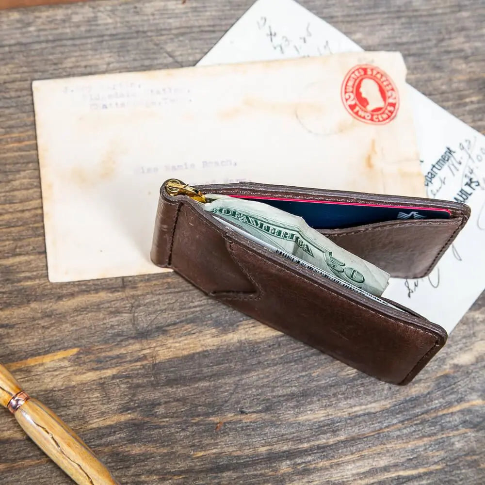 Campaign Leather Small Wallet by Mission Mercantile Leather Goods, handmade leather goods detail photo 2