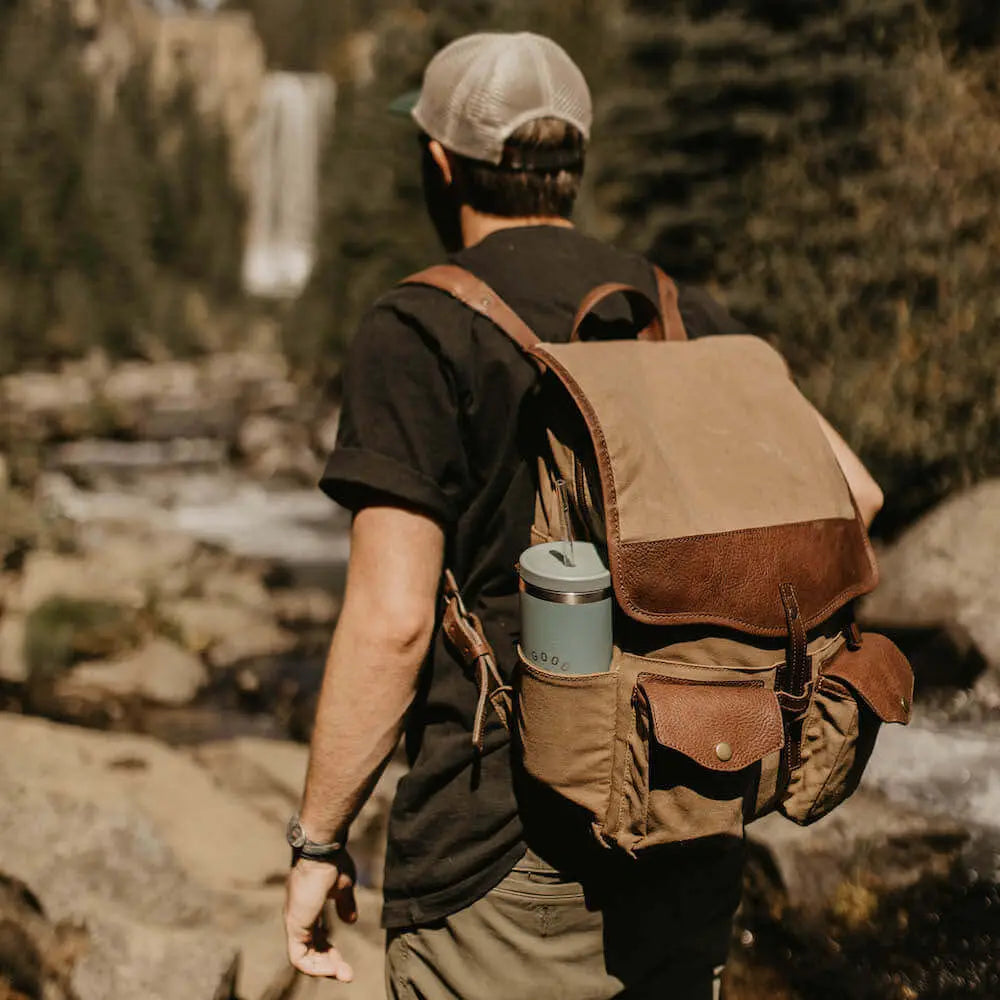 Campaign Waxed Canvas Backpack by Mission Mercantile Leather Goods, handmade leather goods main product photo