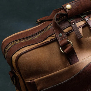 Campaign Waxed Canvas Briefcase Mission Mercantile Leather Goods