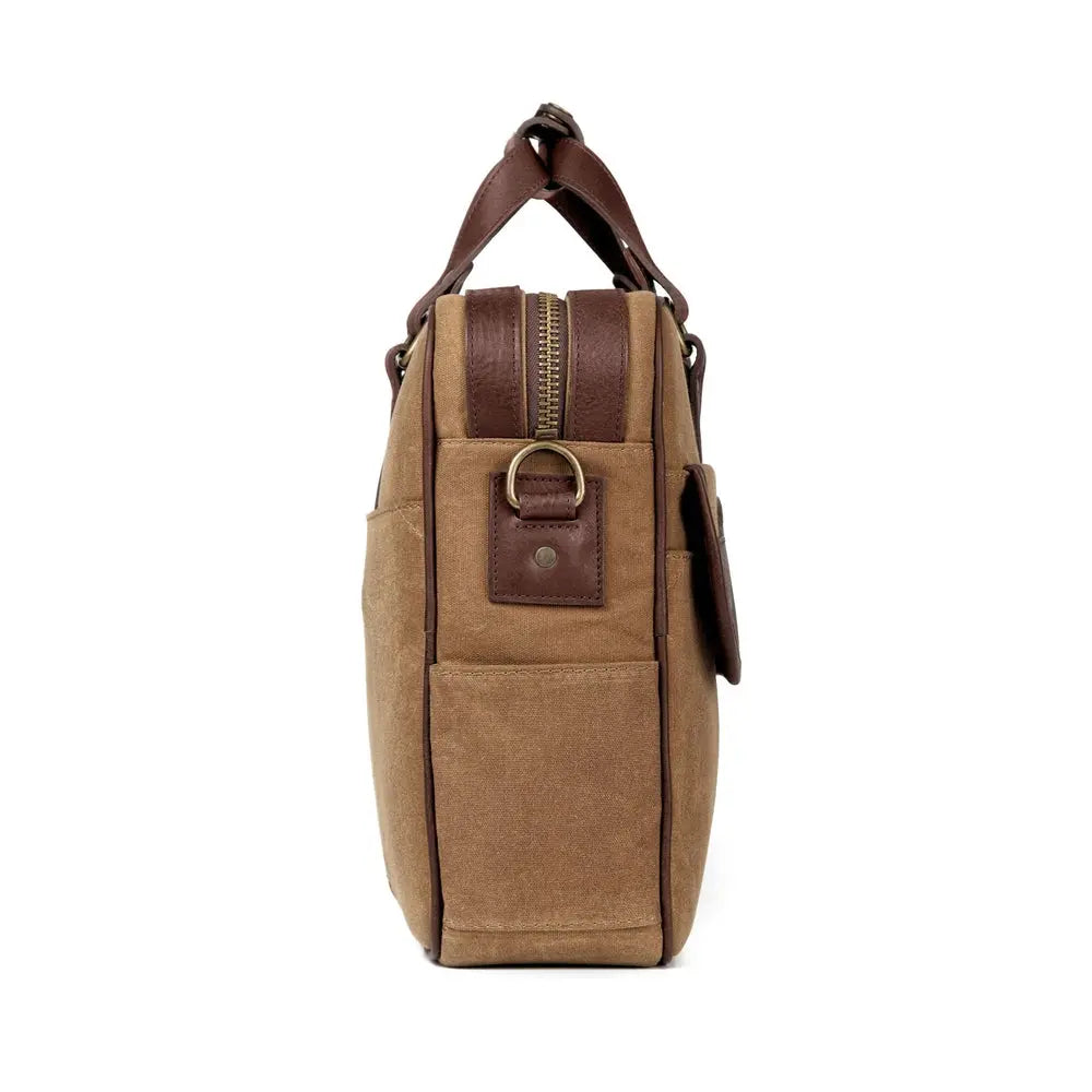 Campaign Waxed Canvas Briefcase Mission Mercantile Leather Goods