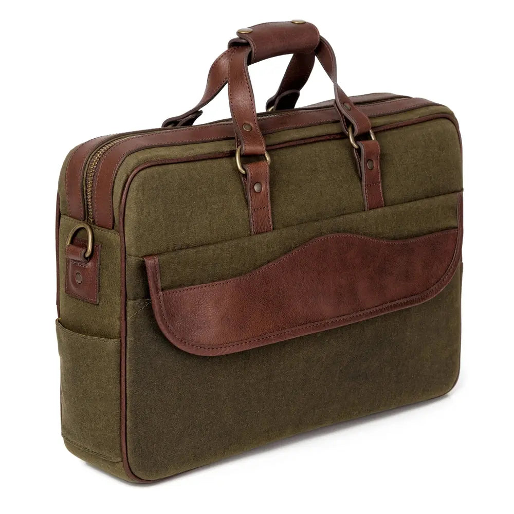 Campaign Waxed Canvas Briefcase Mission Mercantile Leather Goods