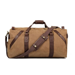 Campaign Waxed Canvas Large Duffle Bag by Mission Mercantile Leather Goods, handmade leather goods detail photo 6