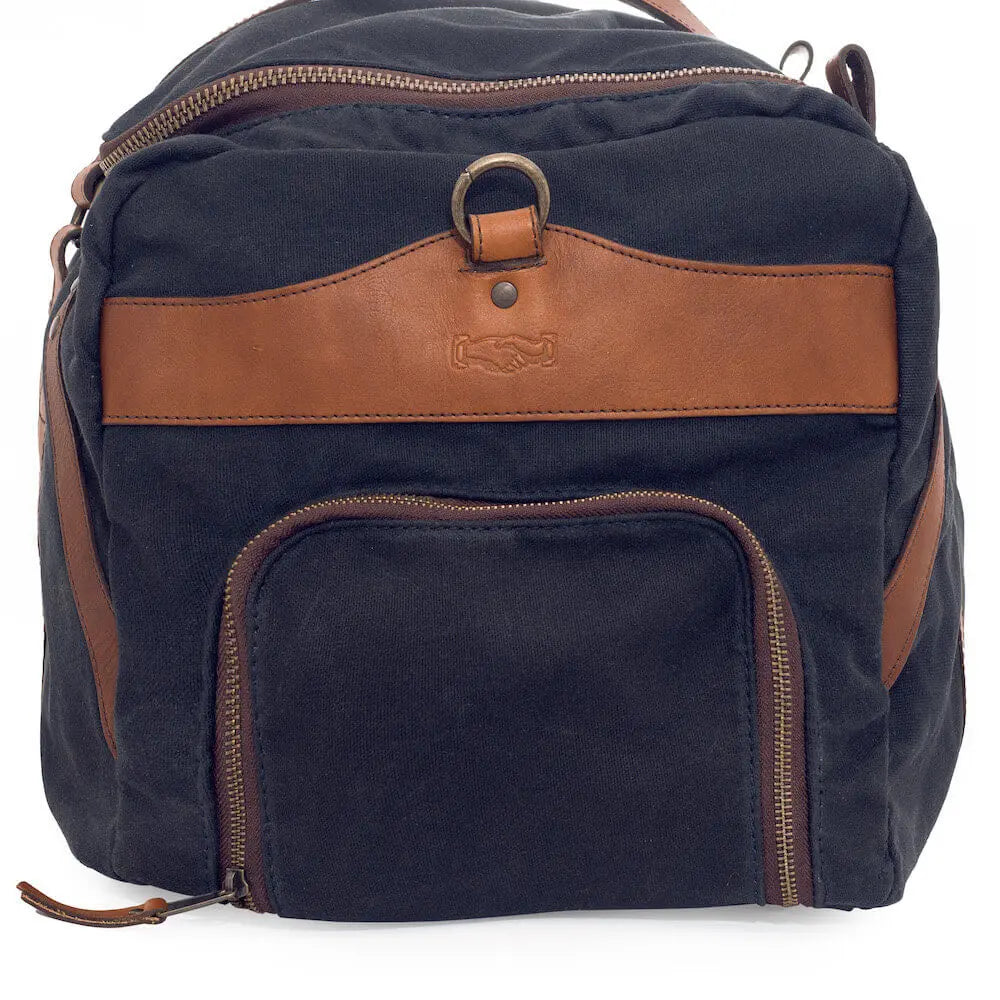 Campaign Waxed Canvas Large Duffle Bag by Mission Mercantile Leather Goods, handmade leather goods detail photo 26