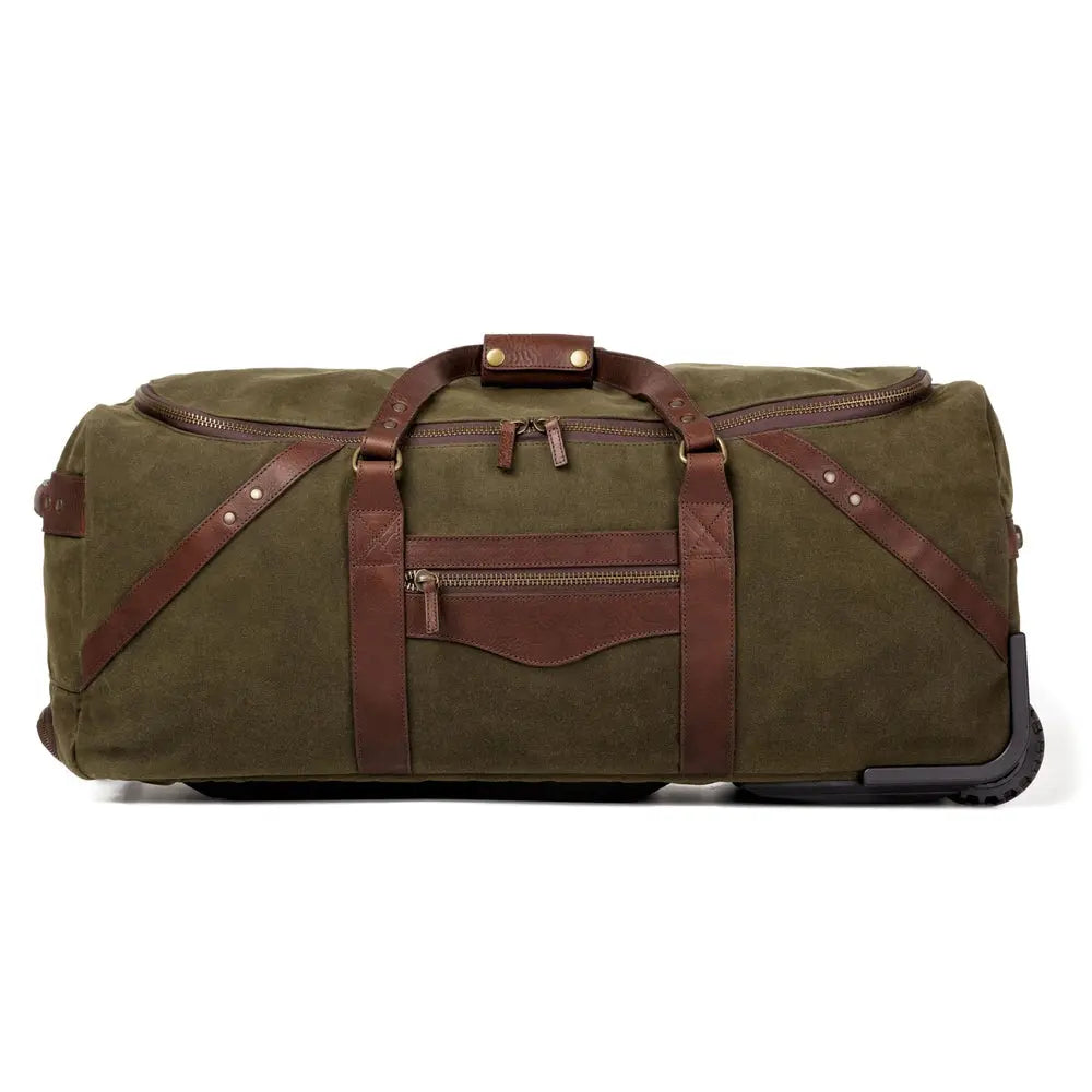 Campaign Waxed Canvas Large Wheeled Duffle Bag Mission Mercantile Leather Goods