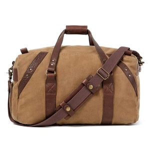Campaign Waxed Canvas Medium Duffle Bag by Mission Mercantile Leather Goods, handmade leather goods detail photo 5