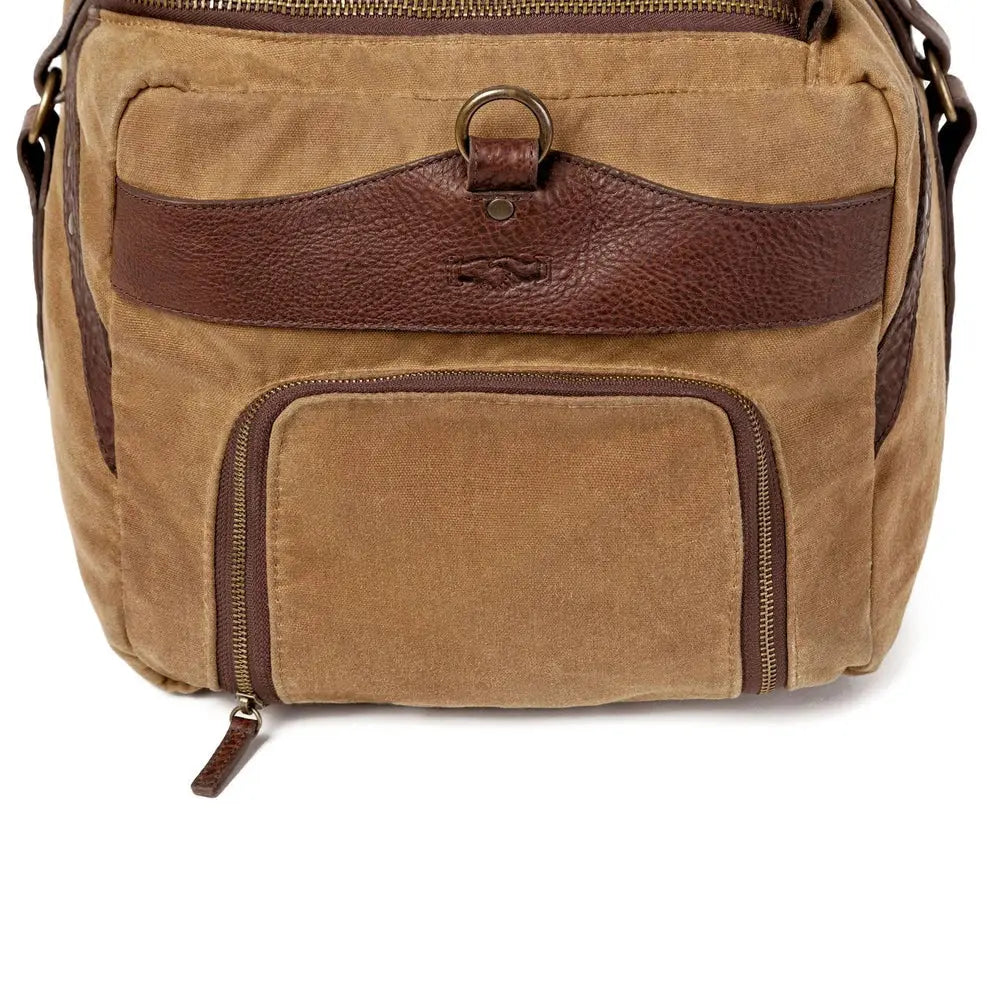 Campaign Waxed Canvas Medium Duffle Bag by Mission Mercantile Leather Goods, handmade leather goods detail photo 7