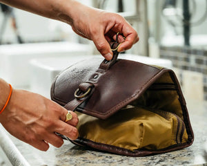 Campaign Waxed Canvas Roll-Up Toiletry Shave Kit by Mission Mercantile Leather Goods, natural skincare detail photo 11