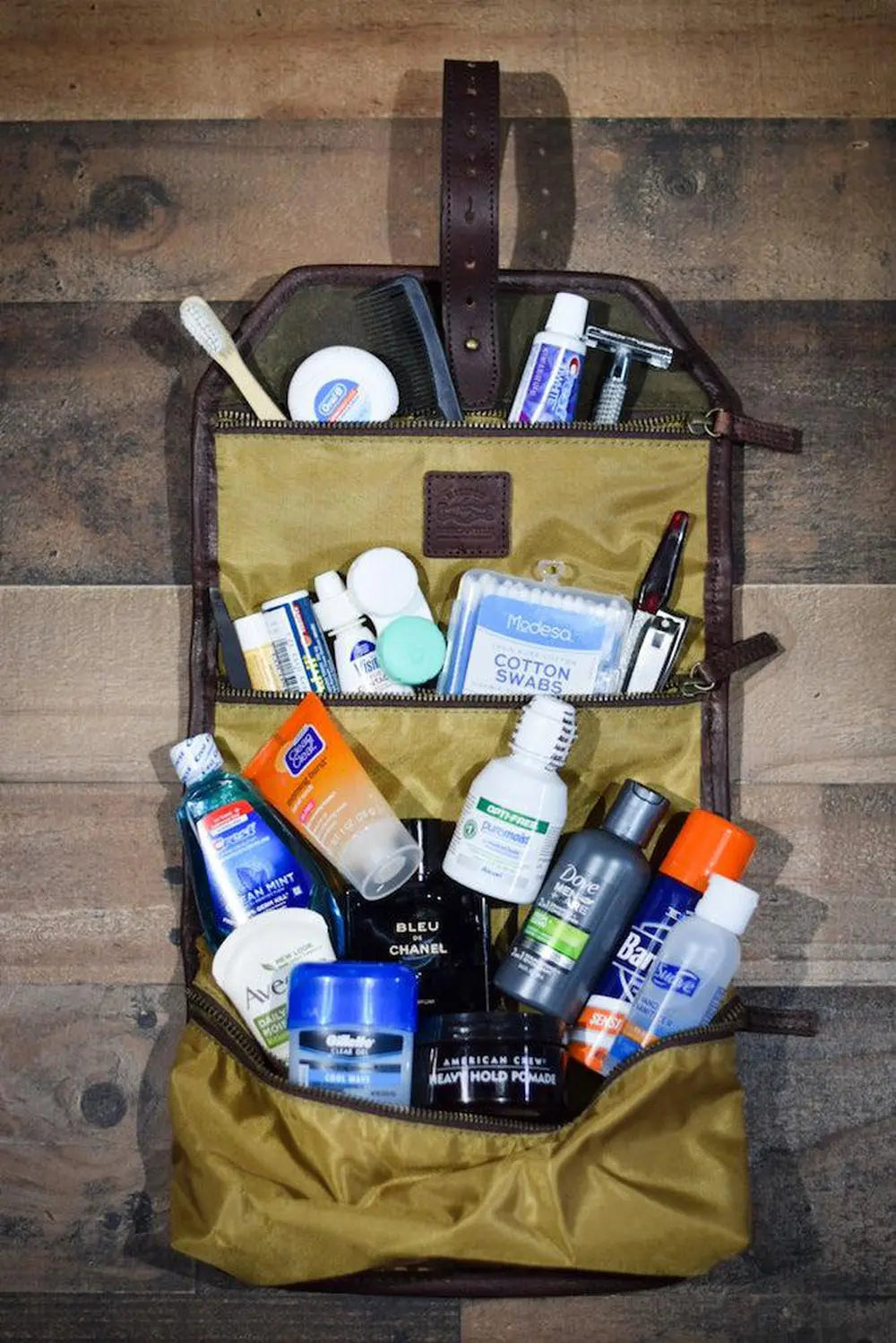 Campaign Waxed Canvas Roll-Up Toiletry Shave Kit by Mission Mercantile Leather Goods, natural skincare detail photo 12