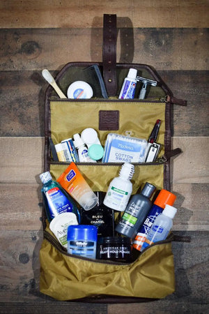 Campaign Waxed Canvas Roll-Up Toiletry Shave Kit by Mission Mercantile Leather Goods, natural skincare detail photo 12