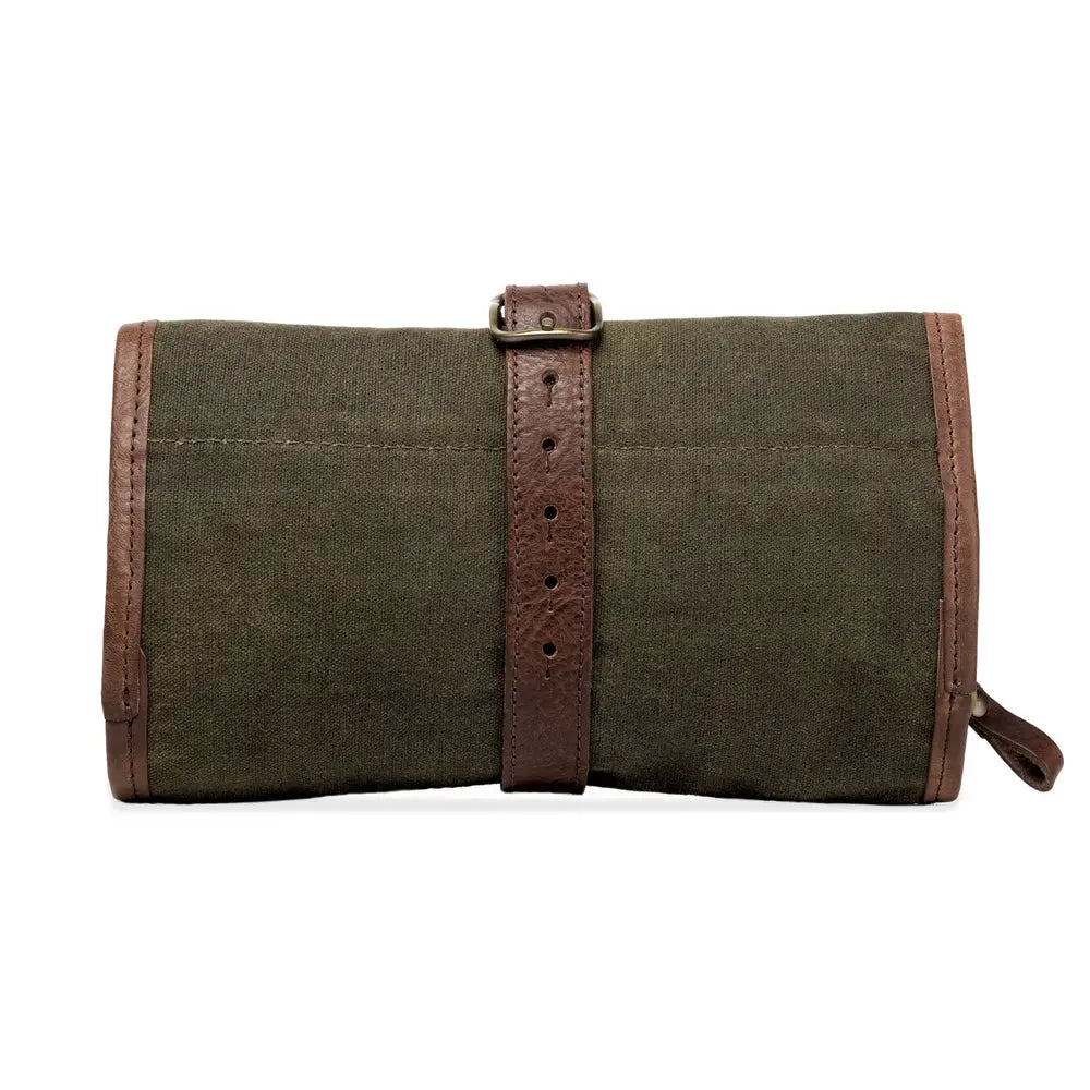 Campaign Waxed Canvas Roll-Up Toiletry Shave Kit by Mission Mercantile Leather Goods, natural skincare detail photo 16
