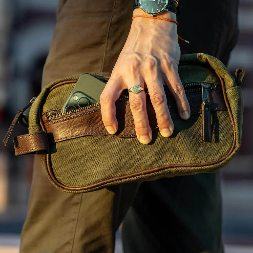 Campaign Waxed Canvas Toiletry Shave Kit by Mission Mercantile Leather Goods, natural skincare main product photo