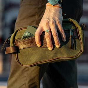 Campaign Waxed Canvas Toiletry Shave Kit Mission Mercantile Leather Goods
