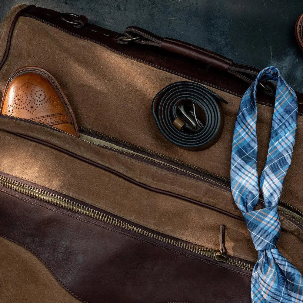 Campaign Waxed Canvas Valet Bag by Mission Mercantile Leather Goods, handmade leather goods detail photo 2