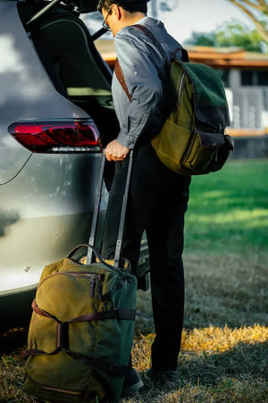 Campaign Waxed Canvas Wheeled Carry-On Duffle Bag Mission Mercantile Leather Goods