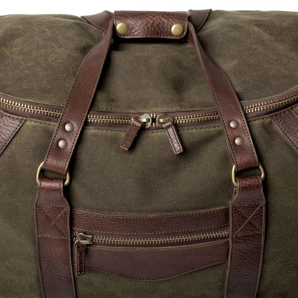 Campaign Waxed Canvas Wheeled Carry-On Duffle Bag Mission Mercantile Leather Goods