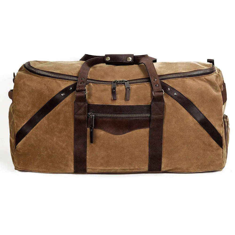 Campaign Waxed Canvas X-Large Duffle Bag by Mission Mercantile Leather Goods, handmade leather goods main product photo