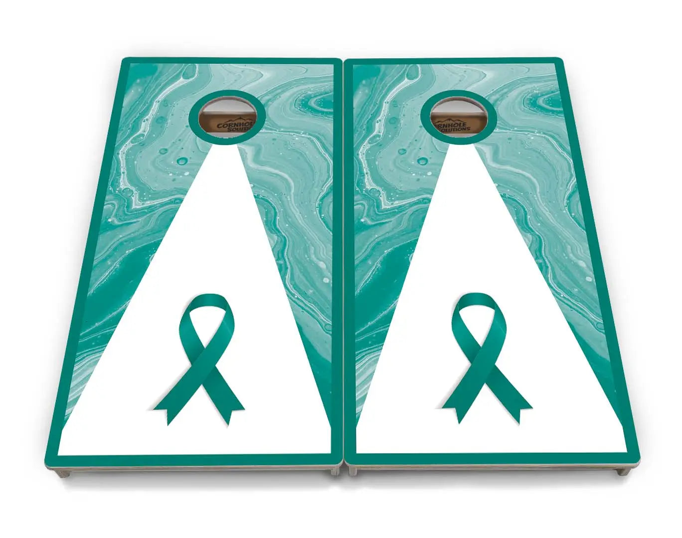 Cancer Awareness Ovarian Cornhole Boards - Professional Tournament Series by Cornhole Solutions, custom cornhole board main product photo