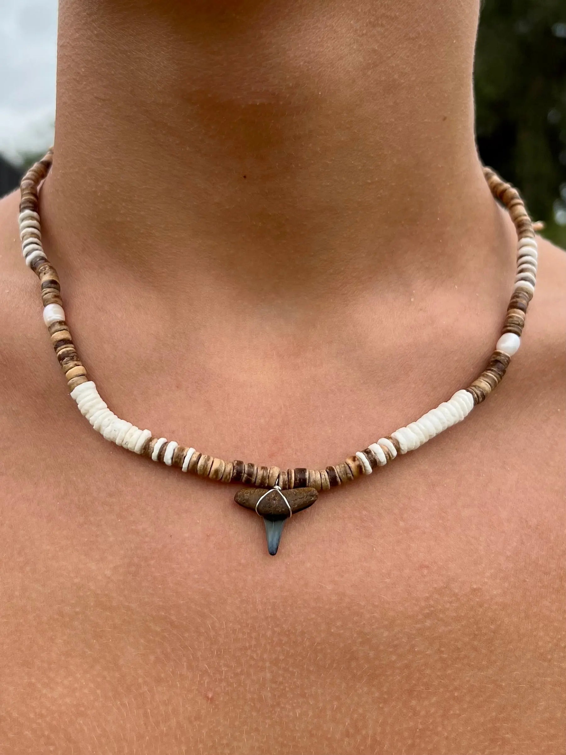 Canggu Shark Tooth Necklace by HALT, handmade jewelry detail photo 2