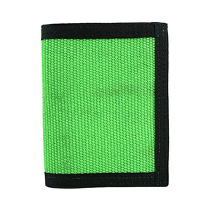 Green tri-fold wallet with black trim