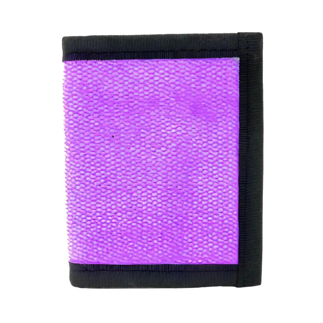 Purple textured wallet with black trim