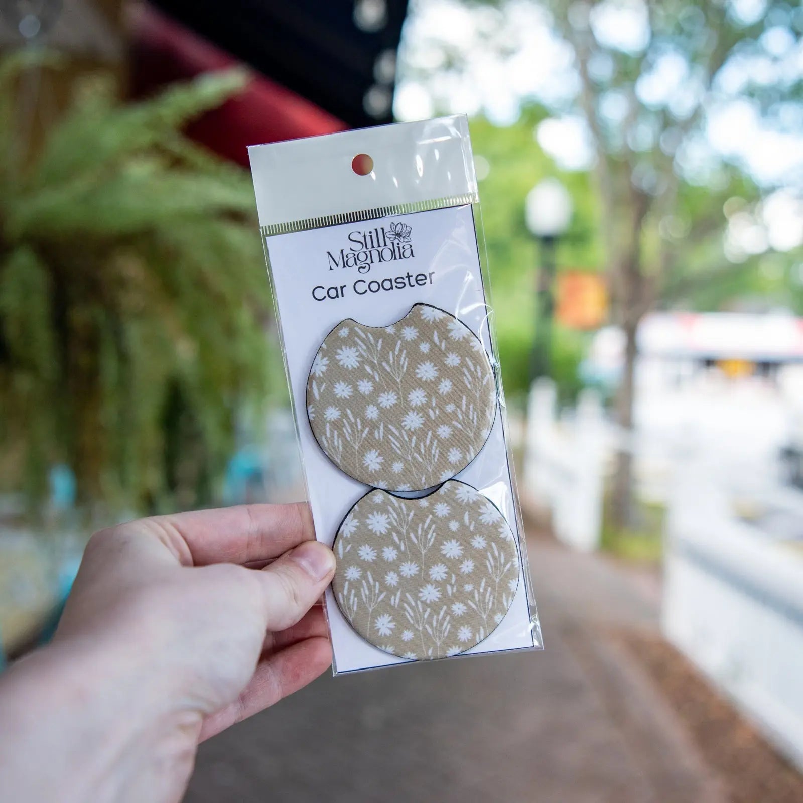 Car Coasters - Daisy Daydream Pattern Still Magnolia