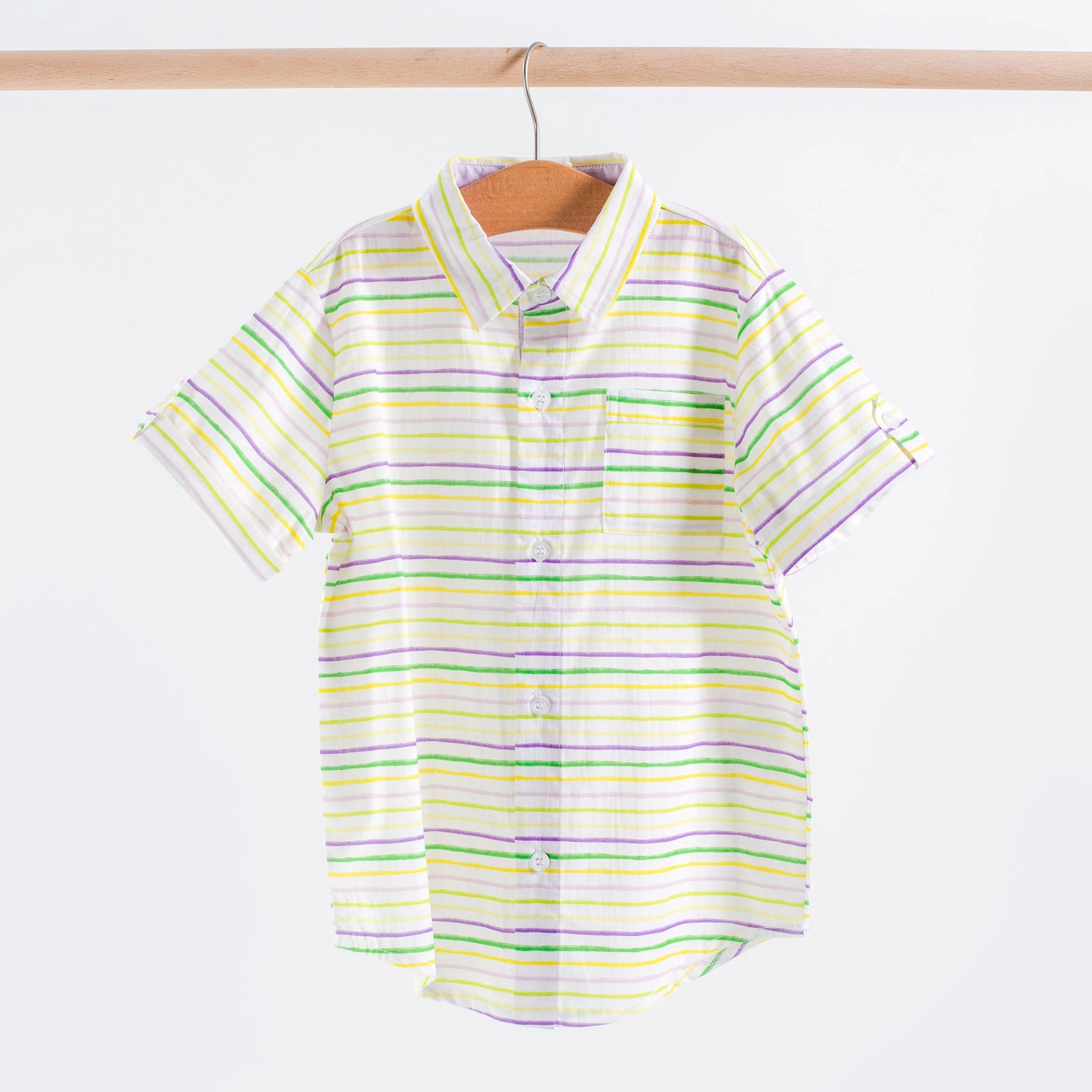 Carnival Time Short Sleeve Collared Shirt Nola Tawk