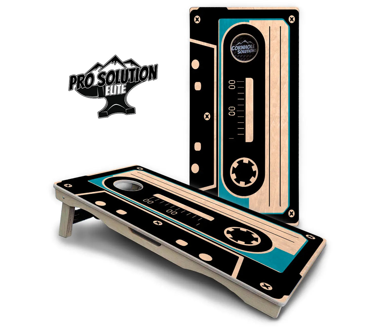 Cassette Tape Cornhole Boards - Pro Solution Elite Series by Cornhole Solutions, custom cornhole board detail photo 2