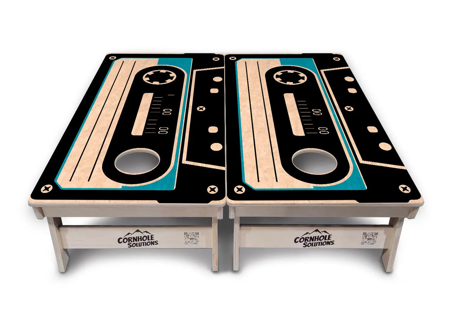 Cassette Tape Cornhole Boards - Professional Tournament Series by Cornhole Solutions, custom cornhole board detail photo 2