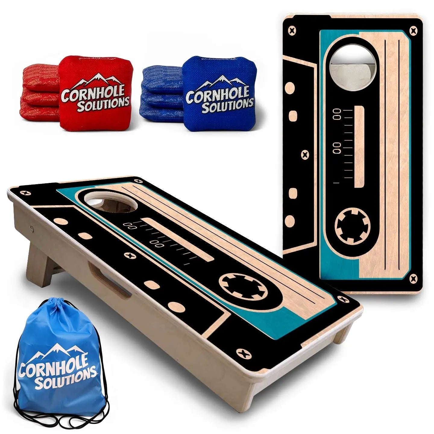 Cassette Tape - Mini or Vacation Size Cornhole Boards by Cornhole Solutions, custom cornhole board main product photo