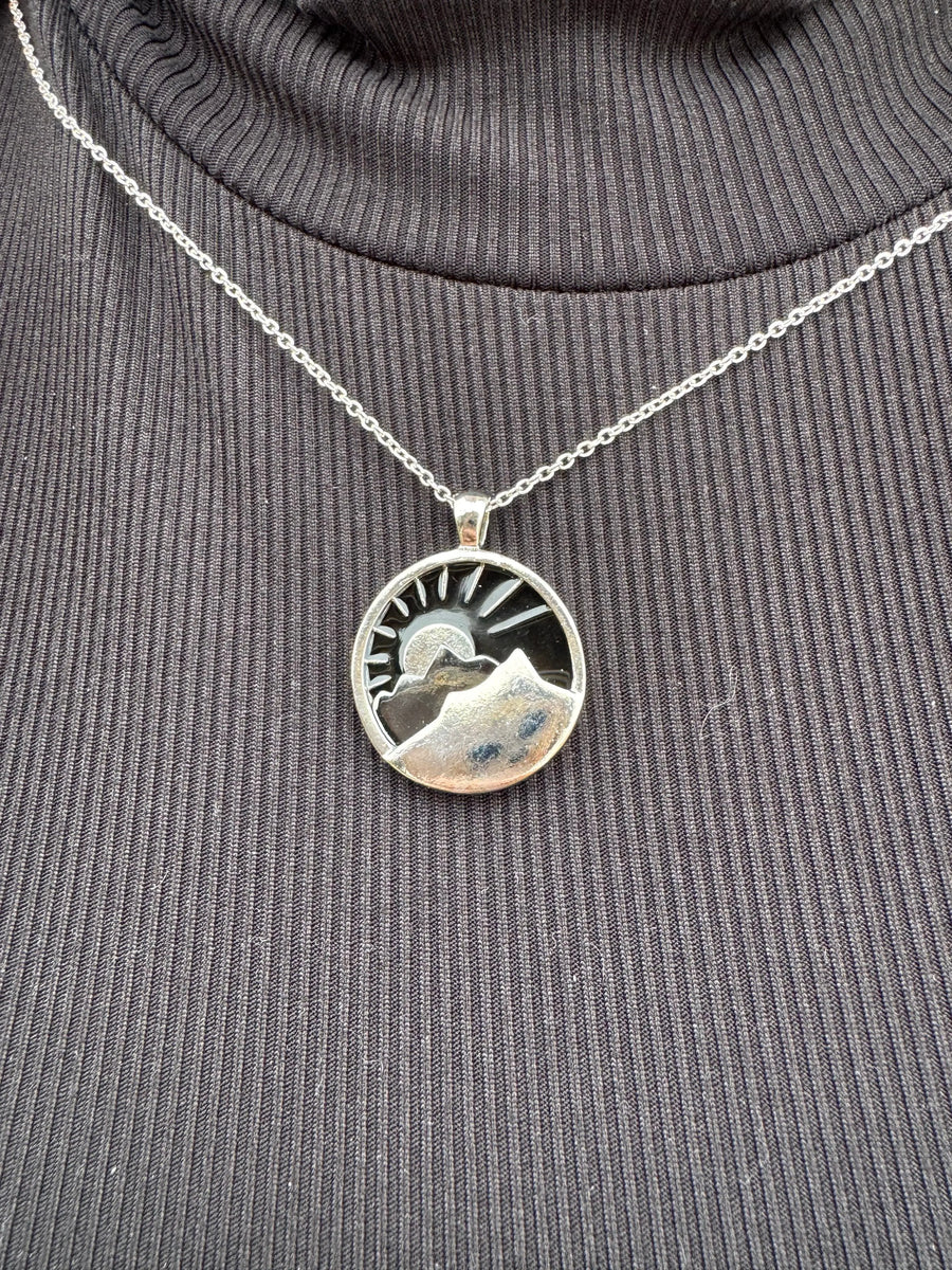 Celestial Crest Necklace | Mountain Sun Nature Jewelry Gift