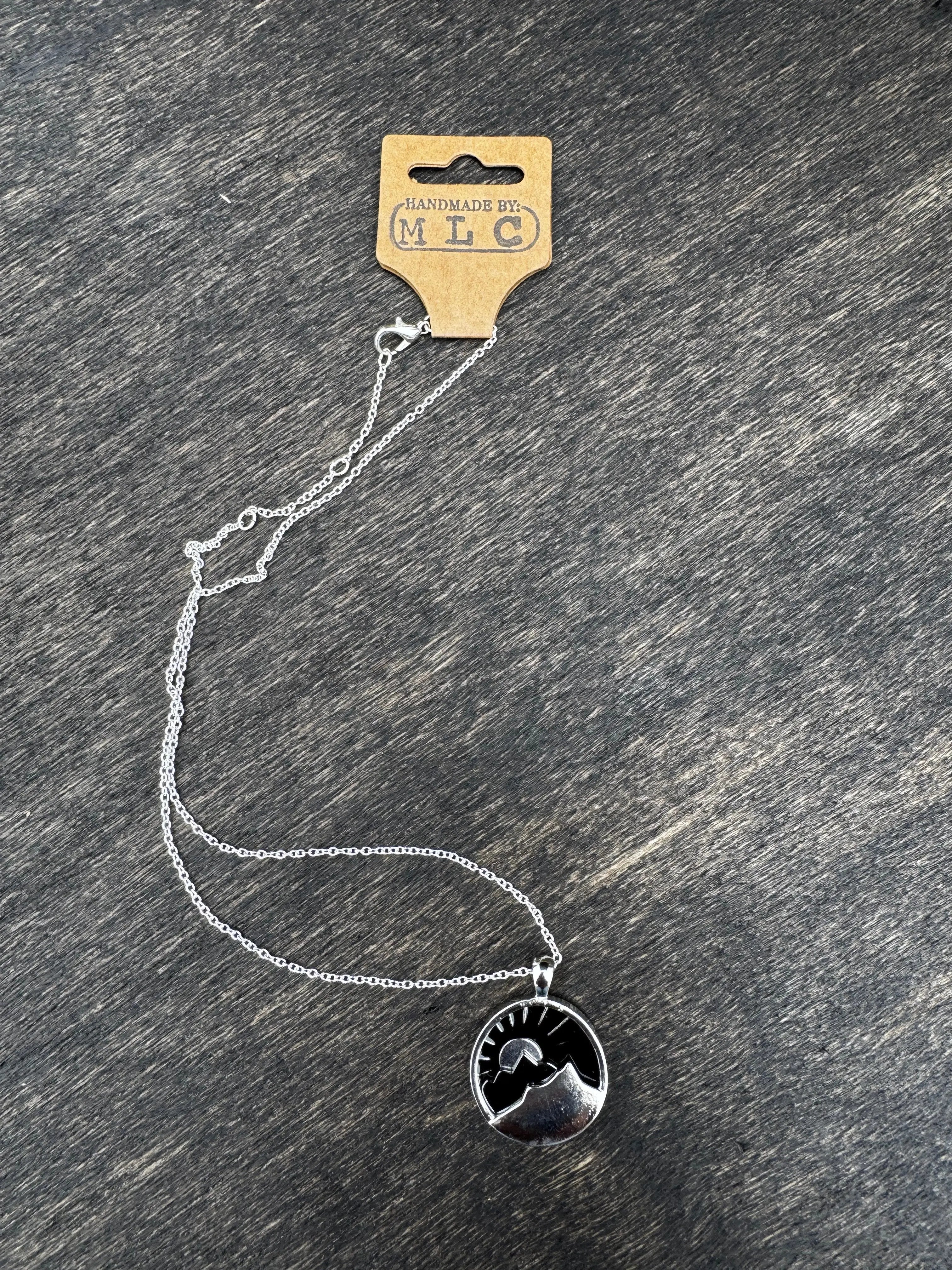 Celestial Crest Necklace | Mountain Sun Nature Jewelry Gift by Mushroom Lady Co, handmade jewelry detail photo 2