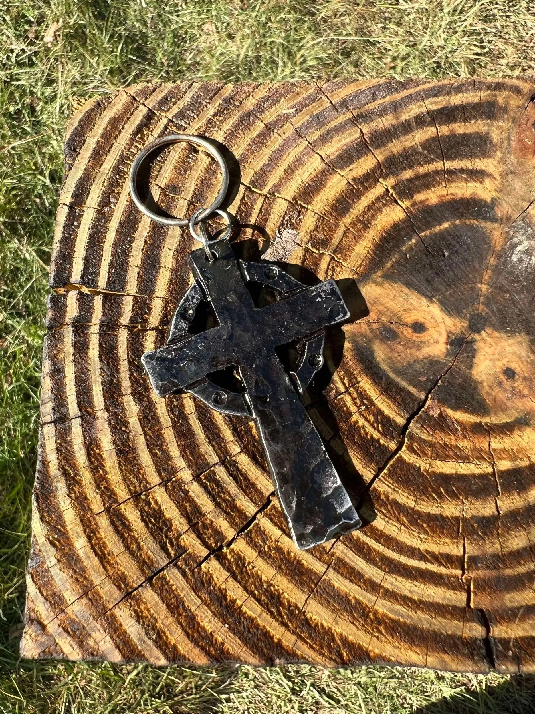 Celtic Cross Key Chain by Redbeard's Forge LLC, handmade leather goods main product photo