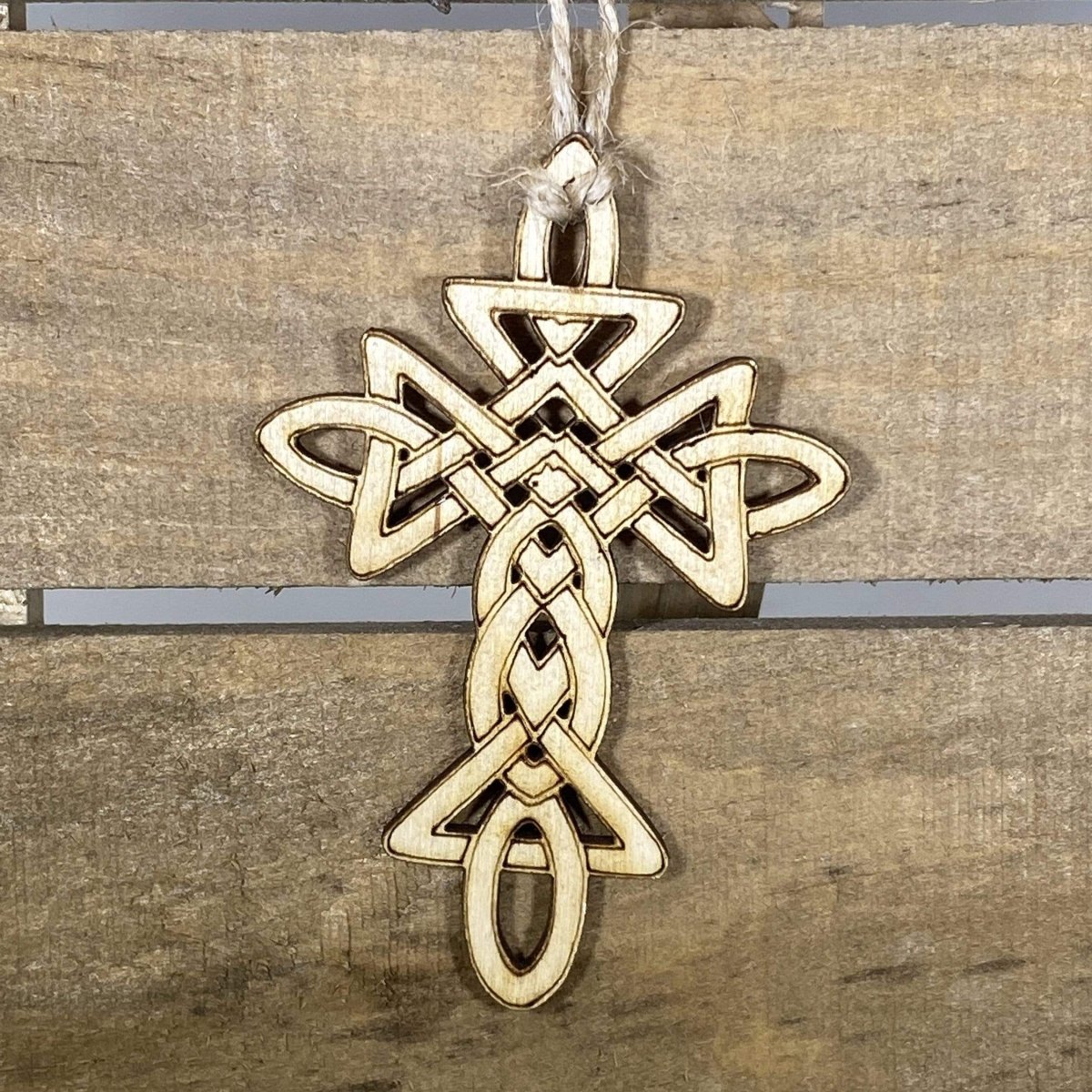 Celtic Cross Wooden Christmas Ornament | Religious Holiday Decor