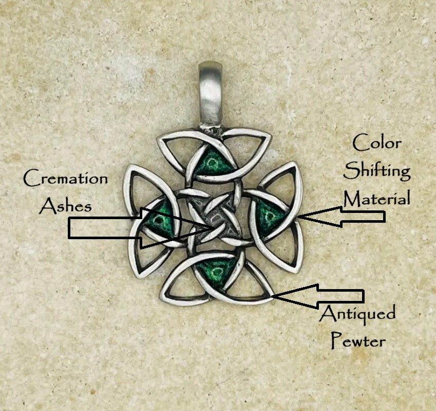 Celtic Memory Knot - Antiqued Pewter Memorial Pendant by Cotton Street Art Company, handmade jewelry detail photo 2