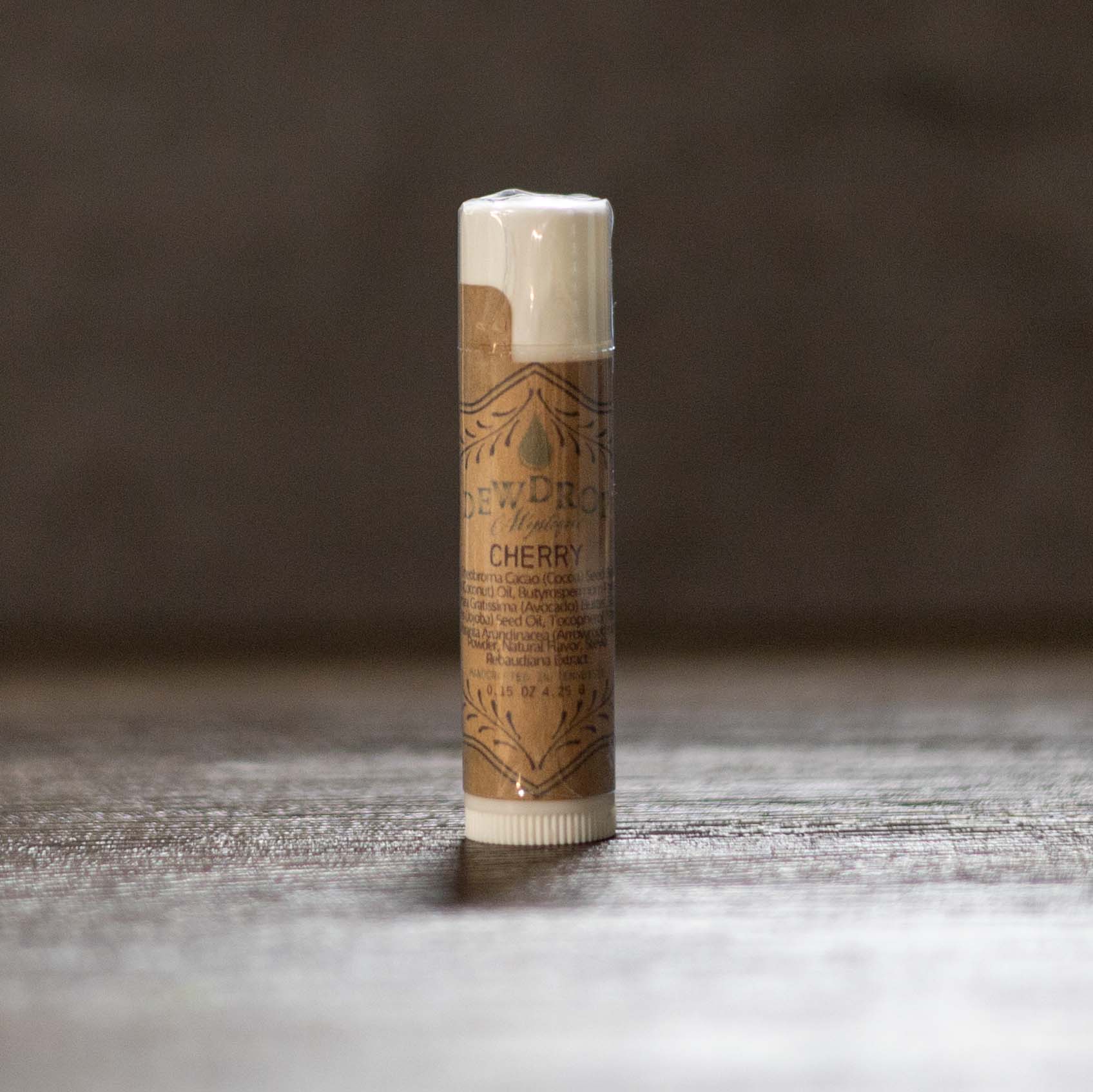 Cherry Lip Balm by Dewdrop Mystique LLC, natural skincare detail photo 2
