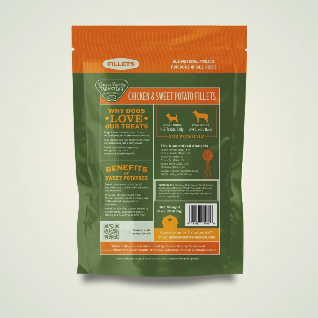 Chicken and Sweet Potato Fillets soft training treats for dogs
