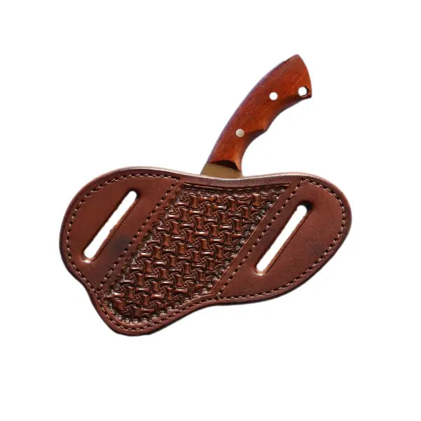 Chocolate Spider Knife Sheath by Texas Saddlery, leather knife sheath main product photo
