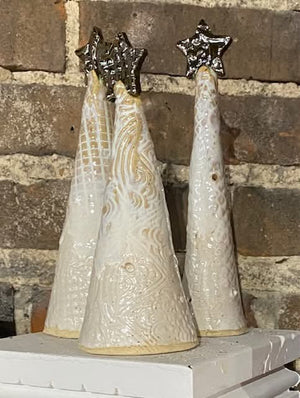 Handmade Ceramic Christmas Trees with Star Toppers: Holiday Pottery Decor