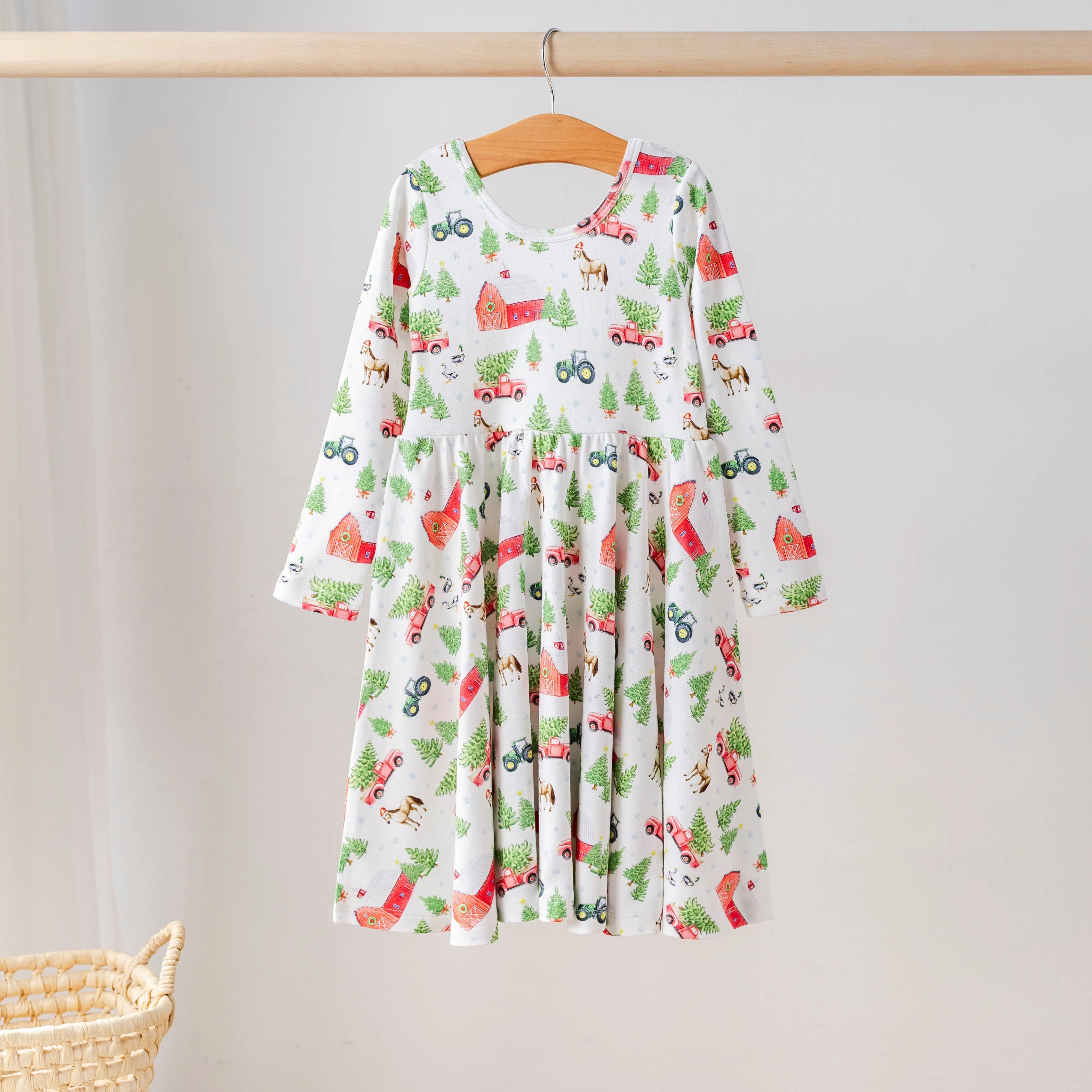 Christmas Tree Farm Organic Cotton Dress for Kids Nola Tawk