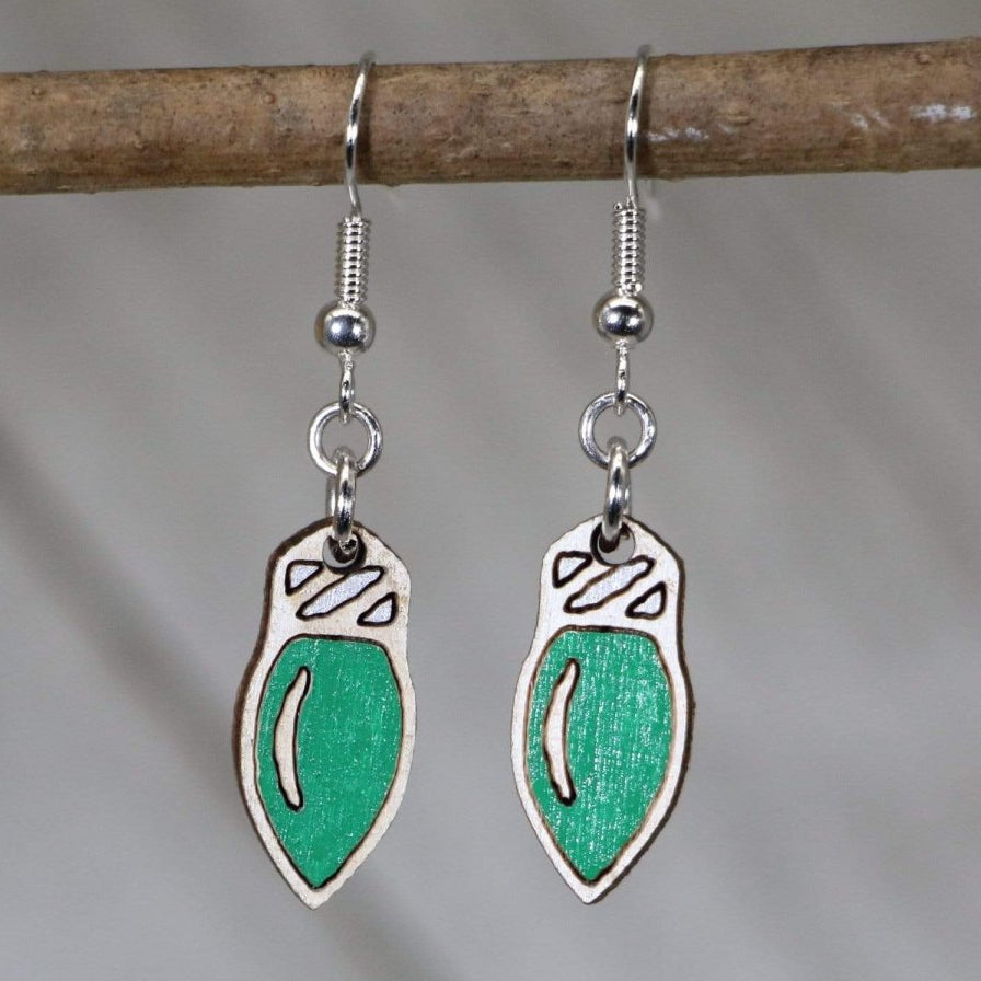 Christmas Lights Wooden Dangle Earrings | Holiday Jewelry by Cate's Concepts, LLC, handmade jewelry main product photo