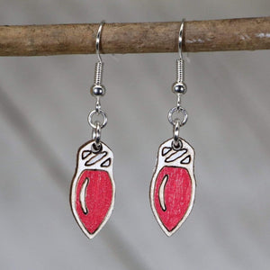 Christmas Lights Wooden Dangle Earrings | Holiday Jewelry