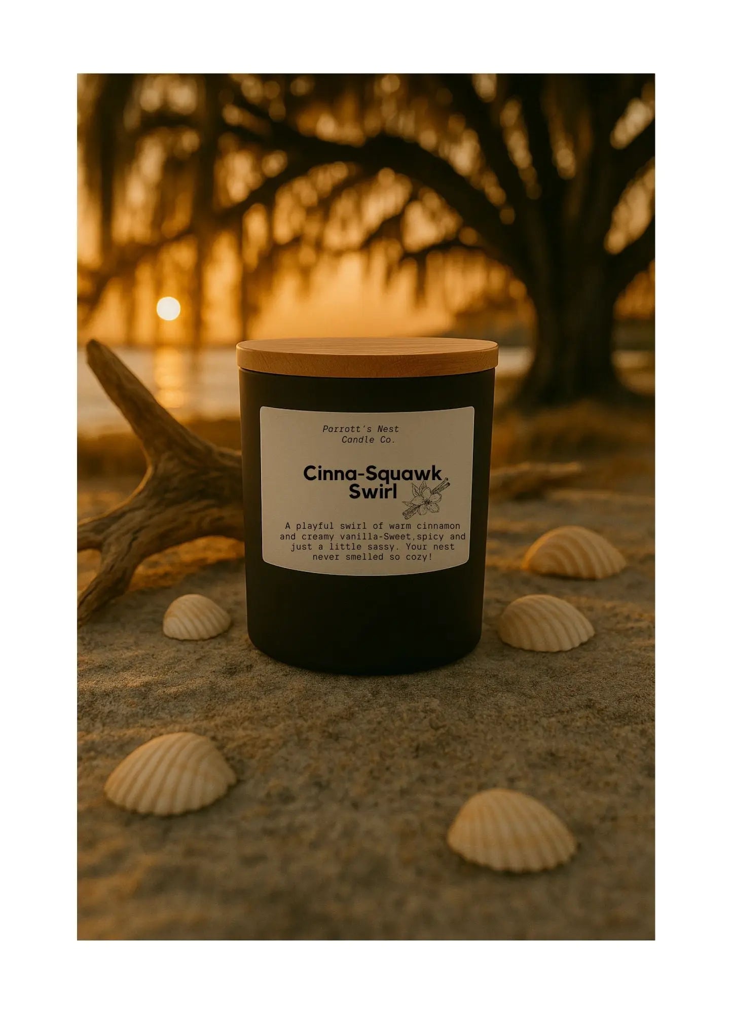 Cinna Squawk Swirl Soy Candle | 8 oz Hand-Poured Cinnamon Candle by Parrott's Nest Candle Company, scented candle main product photo