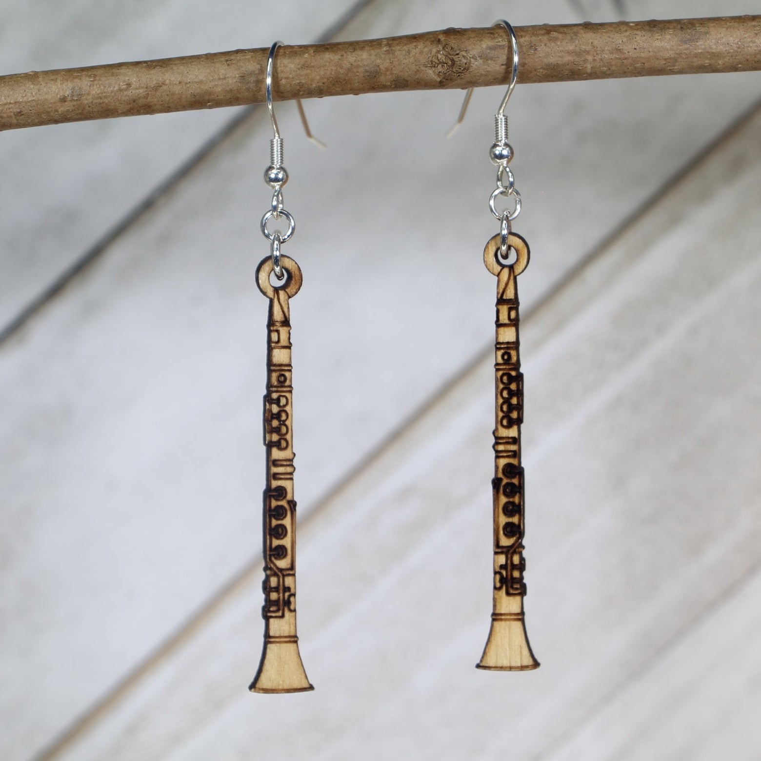 Clarinet Wooden Dangle Earrings | Band Instrument Jewelry