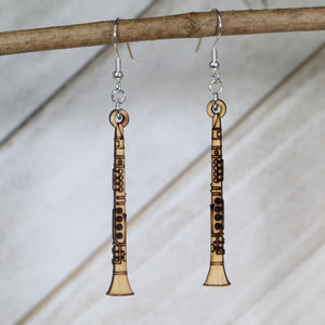 Clarinet Wooden Dangle Earrings | Band Instrument Jewelry