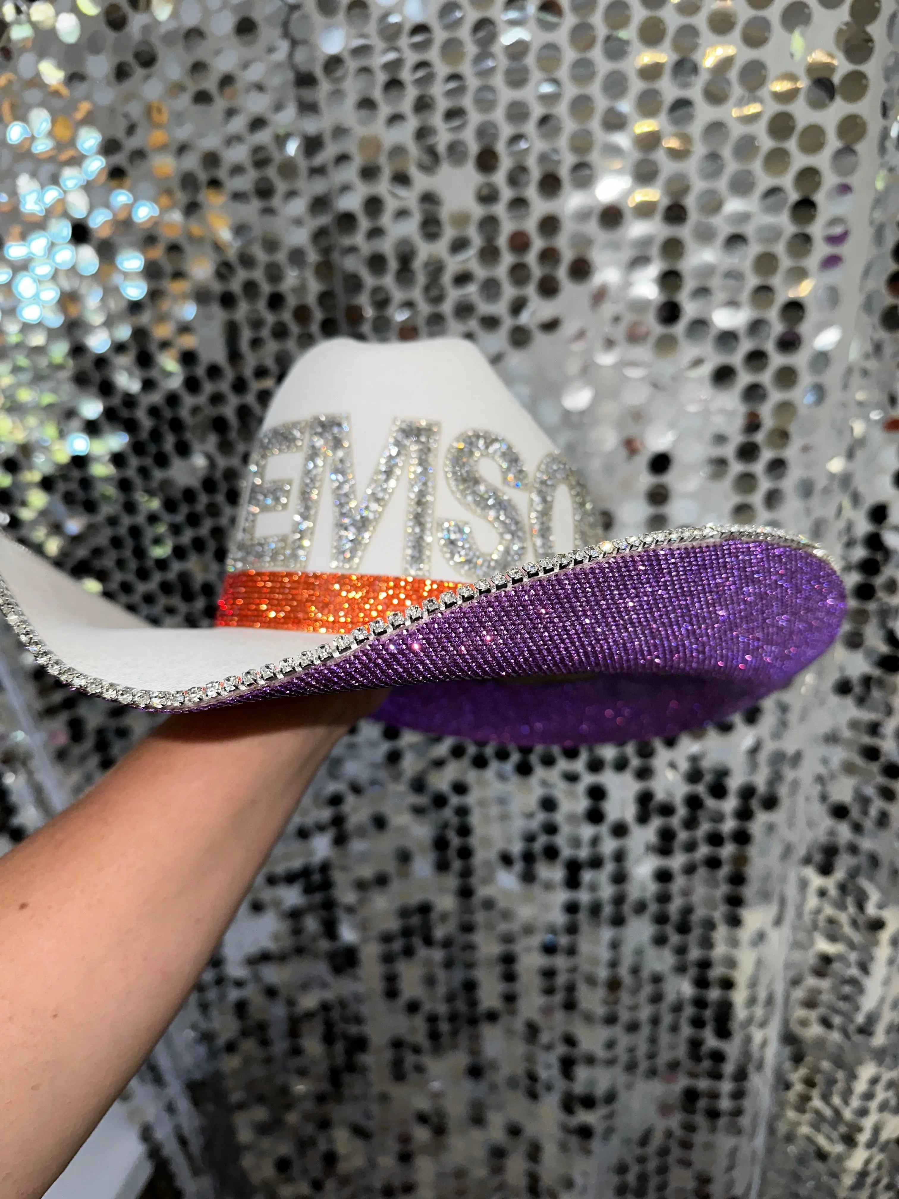 Clemson Hat by Rhinestone Cowgirl, Southern lifestyle apparel detail photo 2
