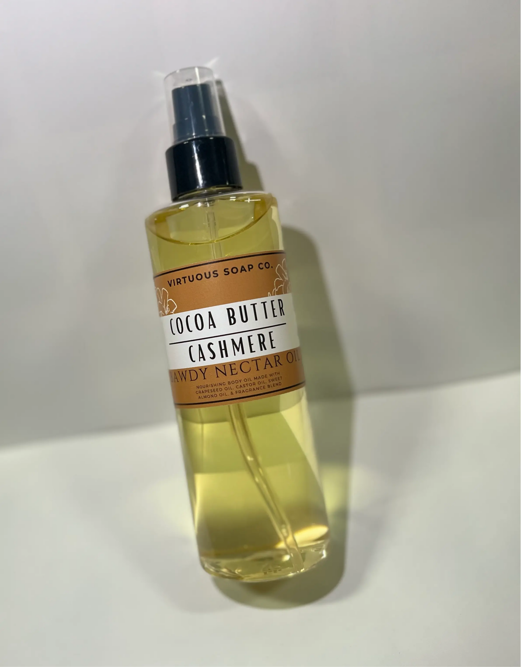 Cocoa Butter Cashmere bawdy oil by Virtuous Soap Company, natural skincare detail photo 3