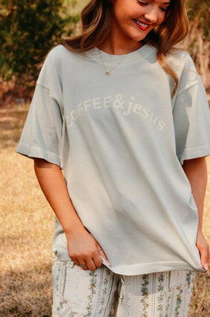 Coffee & Jesus Mock Tee Southern Bliss Company